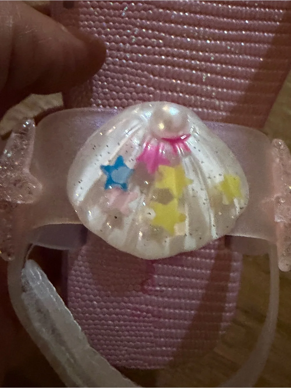 Girls Pink Jelly Sandals with Sea Charm Embellishments